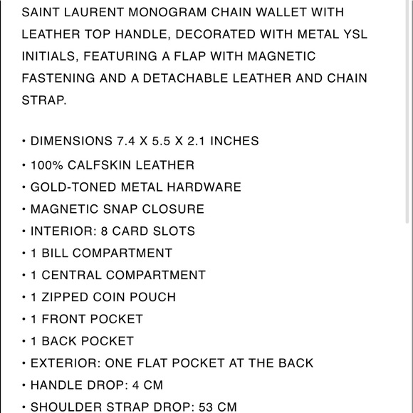 Saint Laurent SUNSET- EMBOSSED LEATHER (Brand New) - Picture 7 of 10